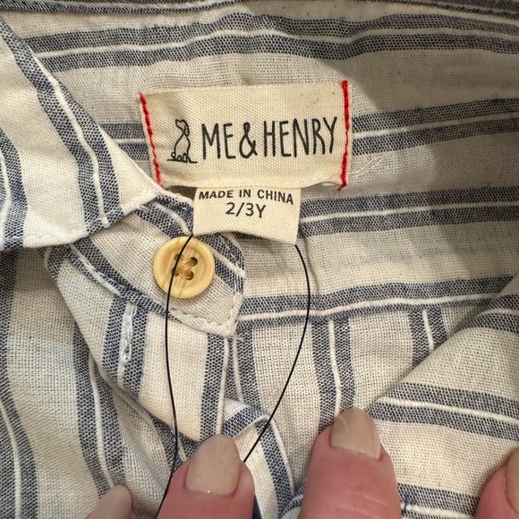 NWT Me & Henry Merchant Long Sleeve Button Down Shirt 100% Cotton Stripe - Picture 4 of 6